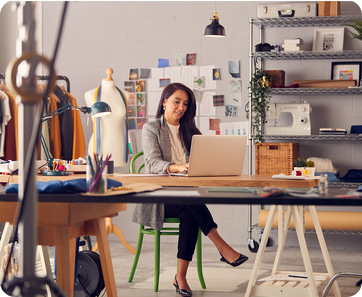 Business professional working on laptop